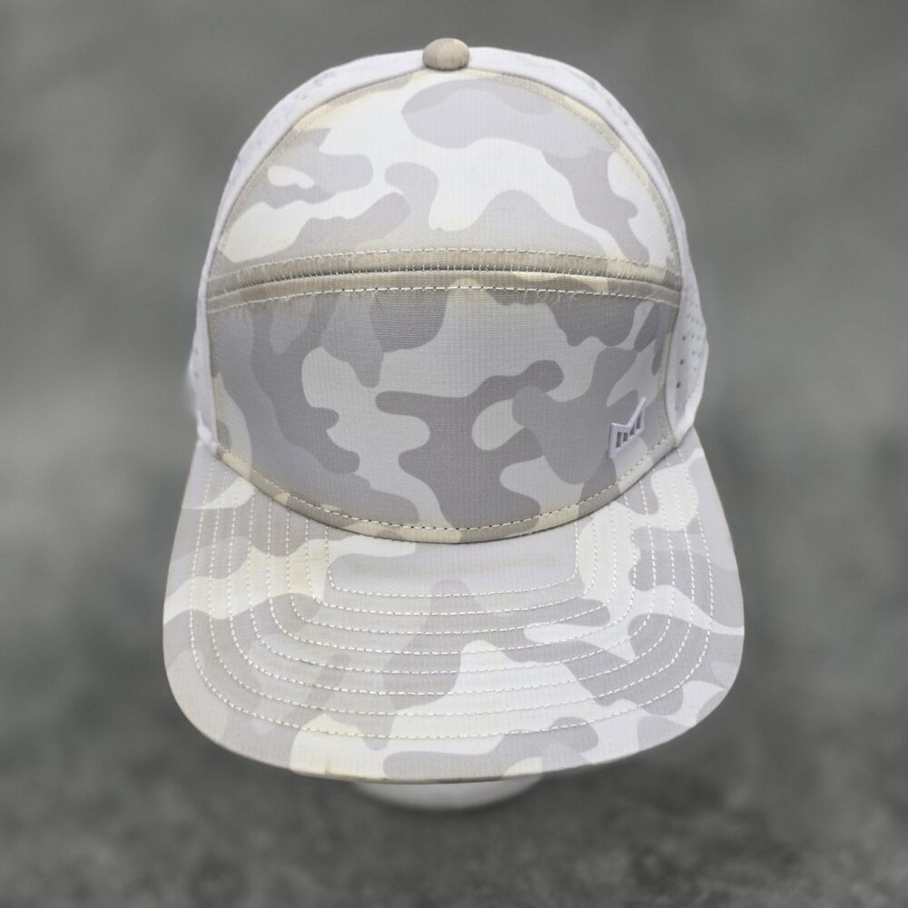Melin Trenches Icon Hydro Performance Snapback Hat in white Camo, Size SM